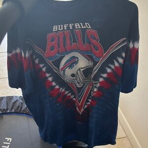 Majestic Buffalo Bills Tie-Dye Short Sleeve Tee - Red, Blue
